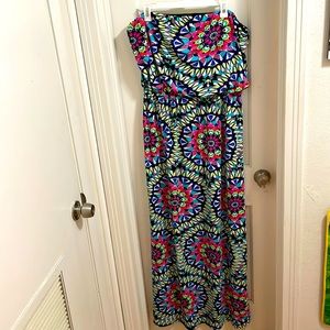 Vibrant maxi dress, strapless